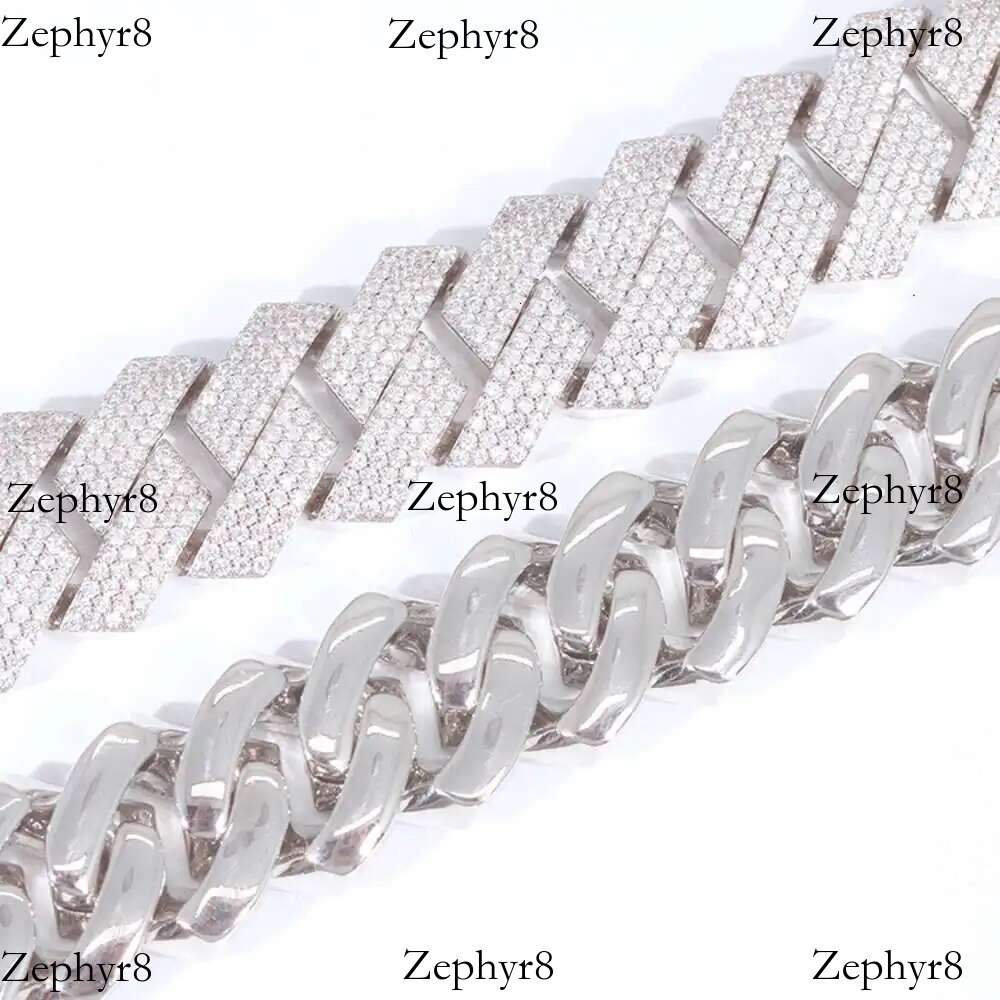 2025 New model Popular Heavy 3 Rows 16mm 20mm Width Sterg Sier Moissanite Hip Hop Necklace Cuban k Chain Bracelet