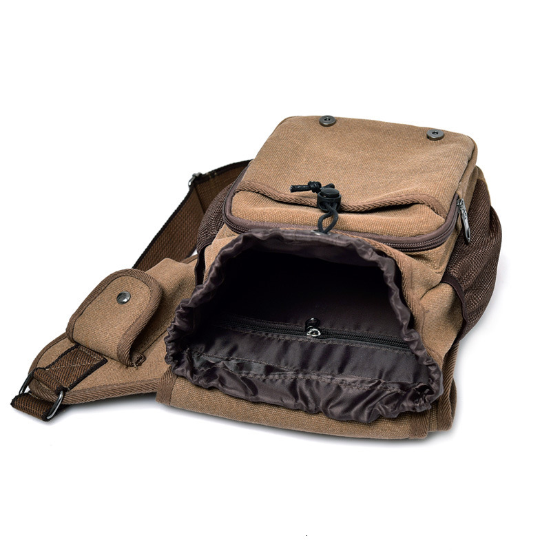 Trendy backpack canvas fashionable men's work one shoulder crossbody, travel multi compartment mailman designer