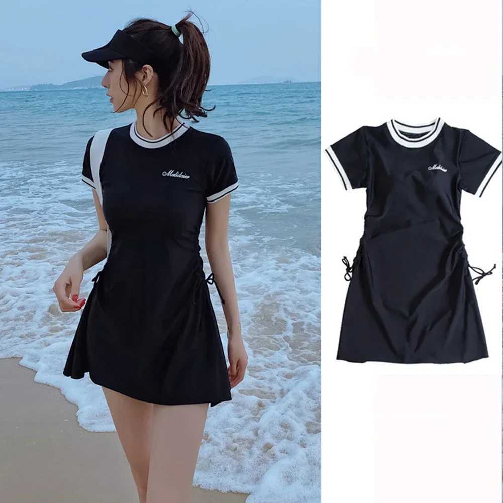 Profional swimsuit one-piece ski board with belt side drawstring swimsuit hot spring swimming pool eco-friendly bikiniXJ250315