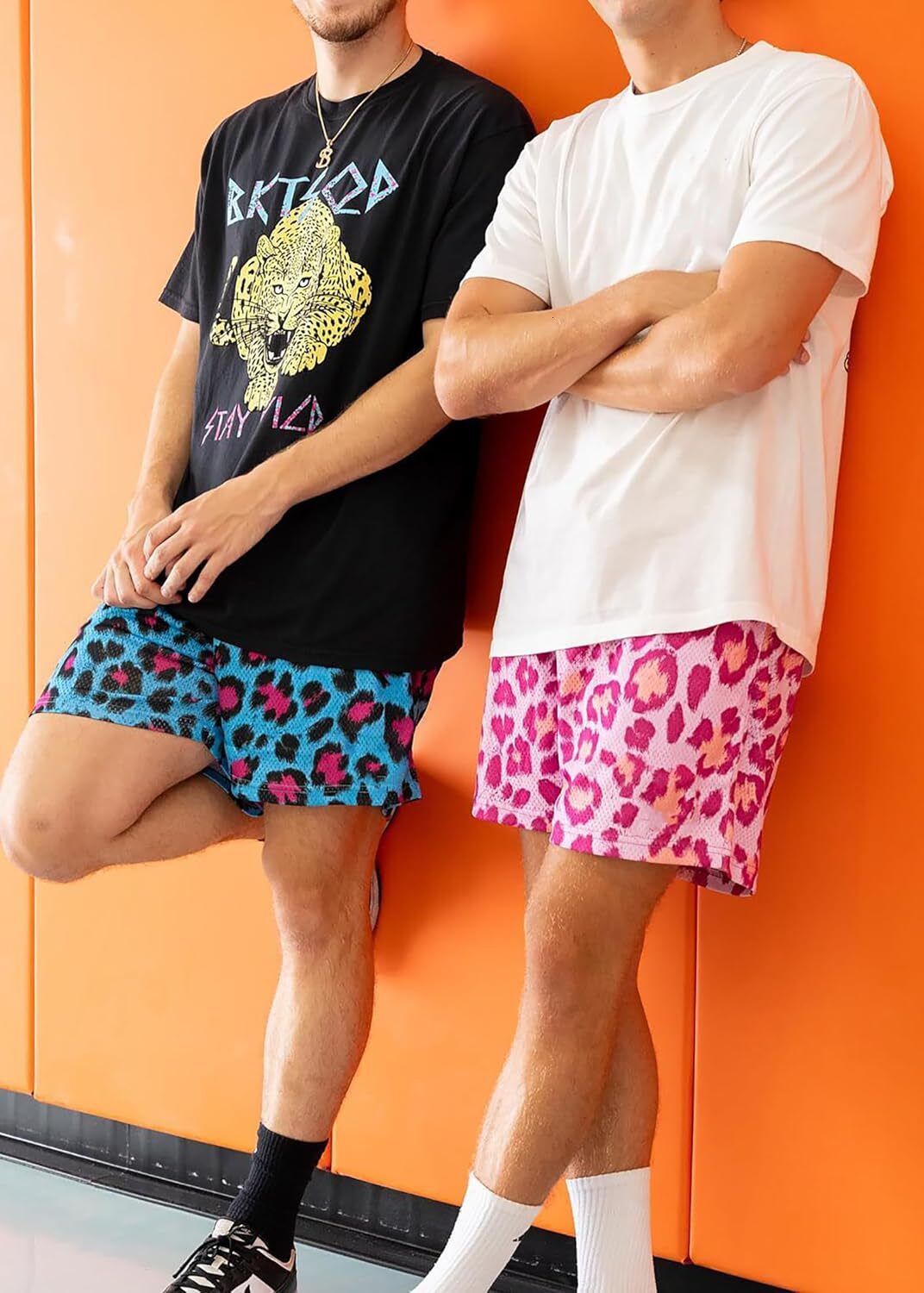 Men's Casual Graphic Shorts Leopard Print Drawstring Running Gym Lightweight Athletic Shorts Printed fashionable beach shorts