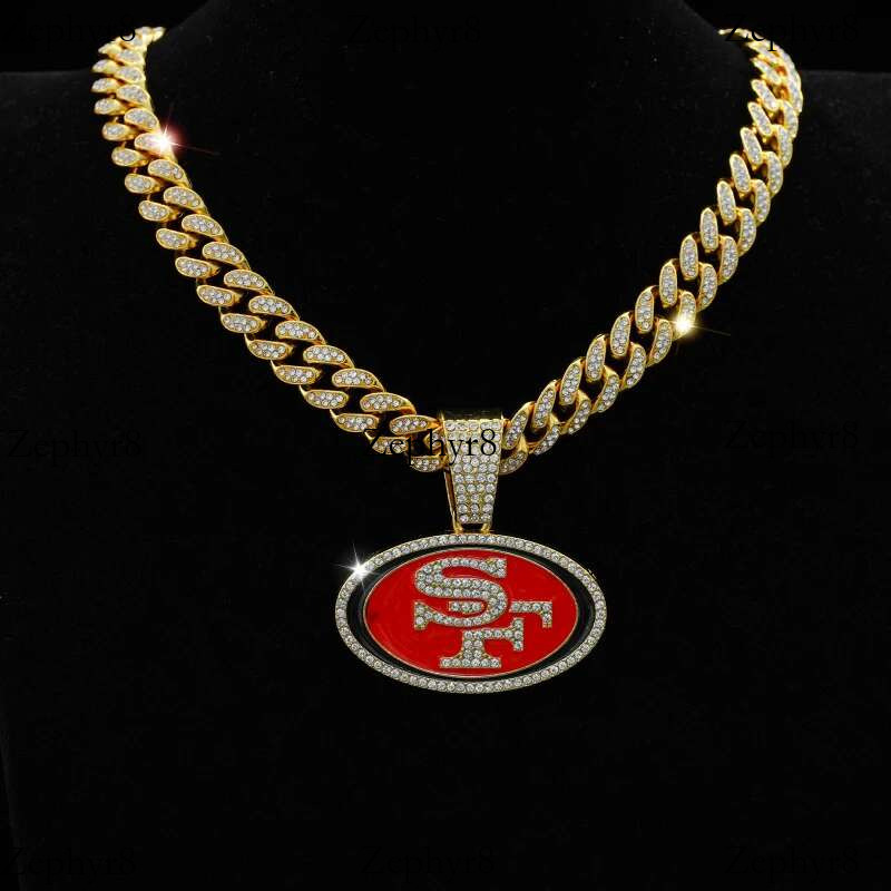 2025 New model Personality Ellipse SF Hip Hop Pendant Football Necklace Punk Cuban Chain Bg Man Woman Iced Out Cool Jewelry Gifts