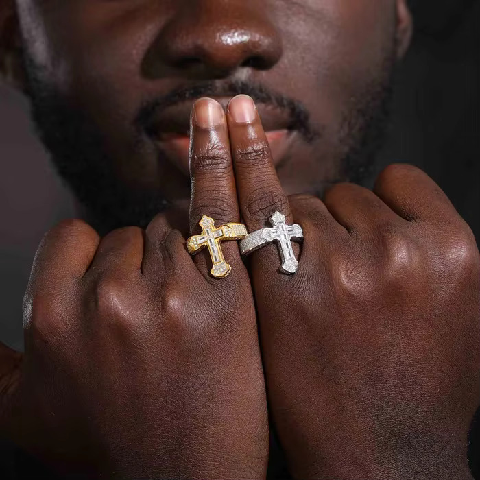 Exquisite 14K Gold Unisex Fine Ring Fashion Hip Hop Iced Out Original Moissanite Jewelry Rappers Diamond Rings