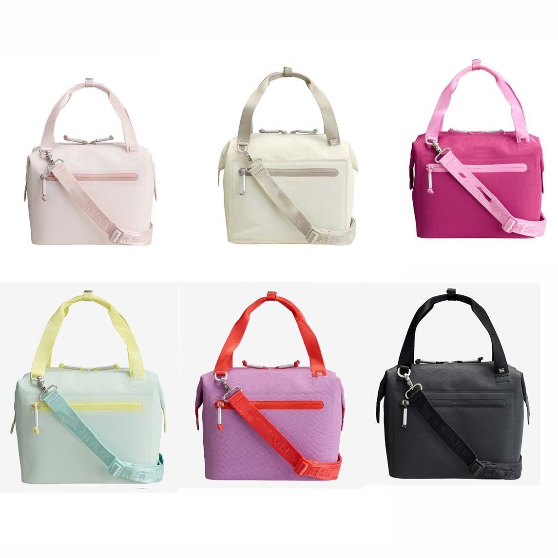 In Hand All Day Julienne Mini Soft Cooler Lunch Bag Box Recycled Polyester Cooler 12-Hour Cooling Travel Cooler Bags Light Pink Black Fuchsia