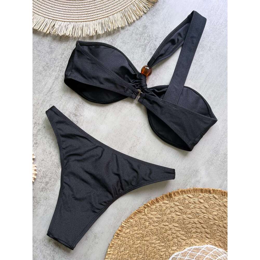 2025 sexy bikini solid swimsuit women's swimsuit push up women's beach swimsuit Brazilian swimsuit bikini pool set bather