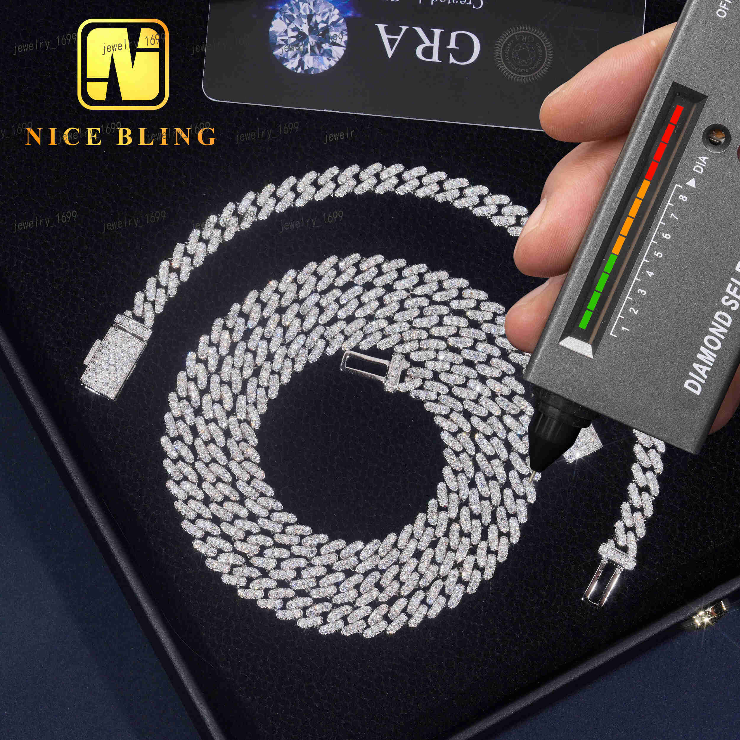 2025 Diamond Custom Iced Out Cuban Link Chain 925 Sterling Silver Moissanite Necklace Hip Hop Jewelry Necklace Bracelet