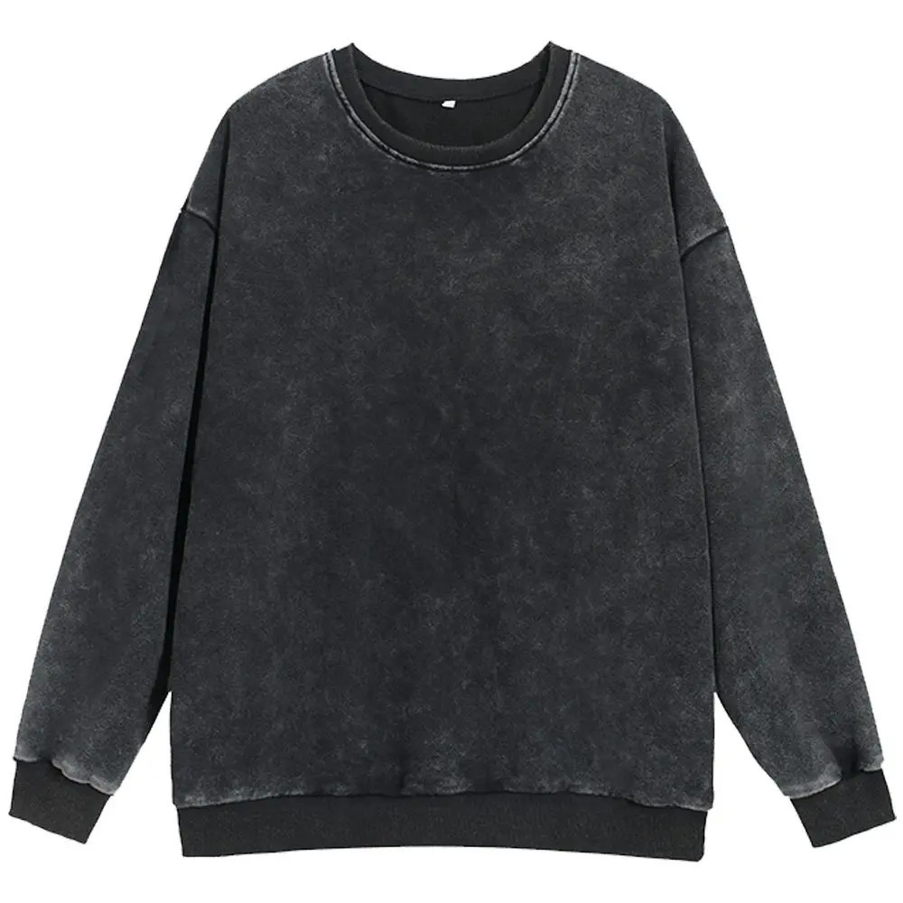 Washed Longsleeved Sweater Mens Original American Heavyduty Loose Round Neck Old Retro Bottoming Shirt Sports Hoodie 250311