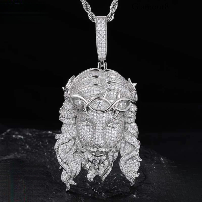 TUHE Unisex High Quality D VVS Moissanite Iced Out Pendants Jesus For Men Hip Hop Jewelry