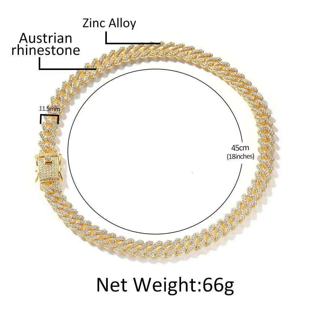 12mm Hip-hop simple dia alloy Cuban necklace for men high-end sense all-match niche personality jewelry in bulk