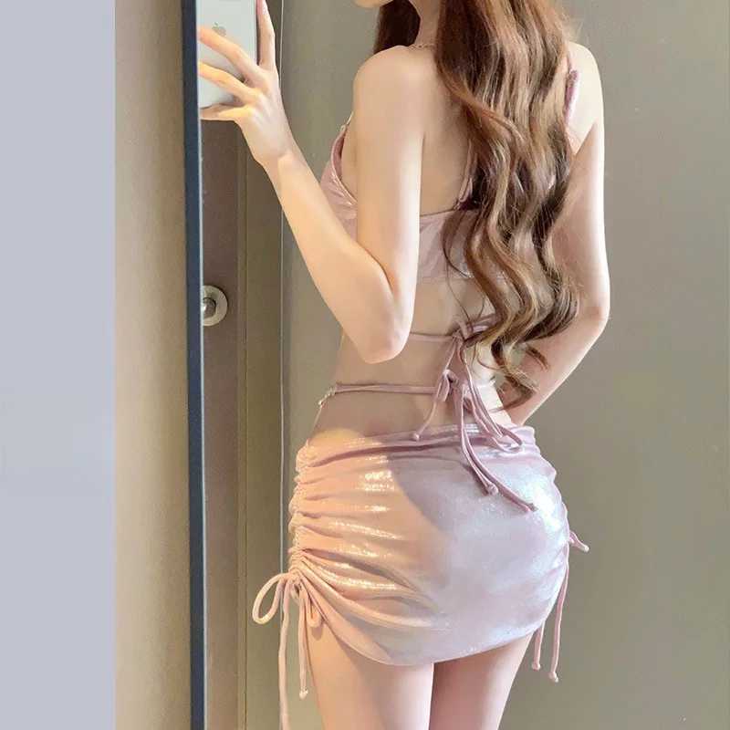 New Suspender Swimsuit for Womens Rhinestone Vacation Hot Spring Hot Spring Sexy Two-piece SetXJ250315