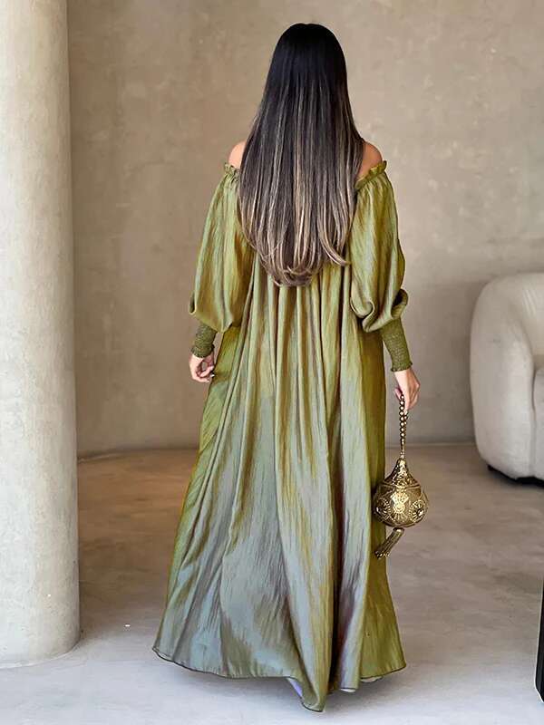 Modigirl Elegant Evening Party Dress For Women Clothing 2025 Spring Summer Puff Sleeves H-E Loose Plus Size Maxi Dresses 3Xl
