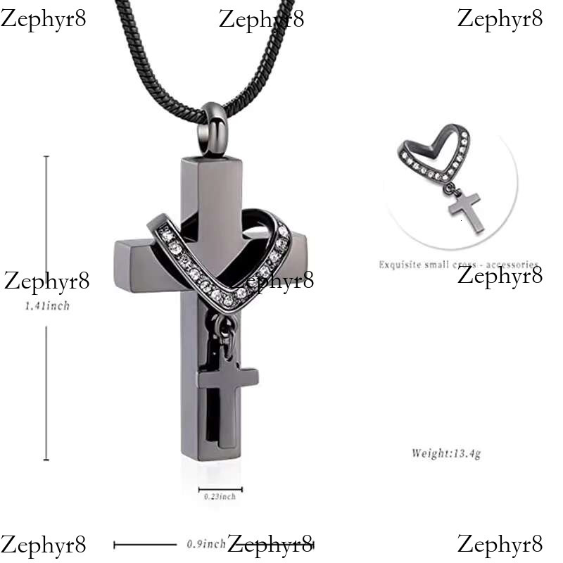 High Quality Cremation Memorial Pet Urn Ashes Jewelry Stainless Steel Double Cross Necklace for Men Women