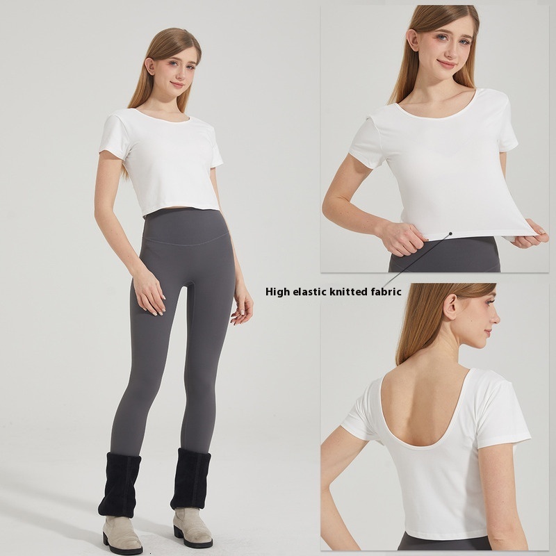 Summer New Round Neck Short Sleeved T-Shirt With High Elasticity, Comfortable Casual Sports, Slim Fit Slimming, Beautiful Back And Fitness