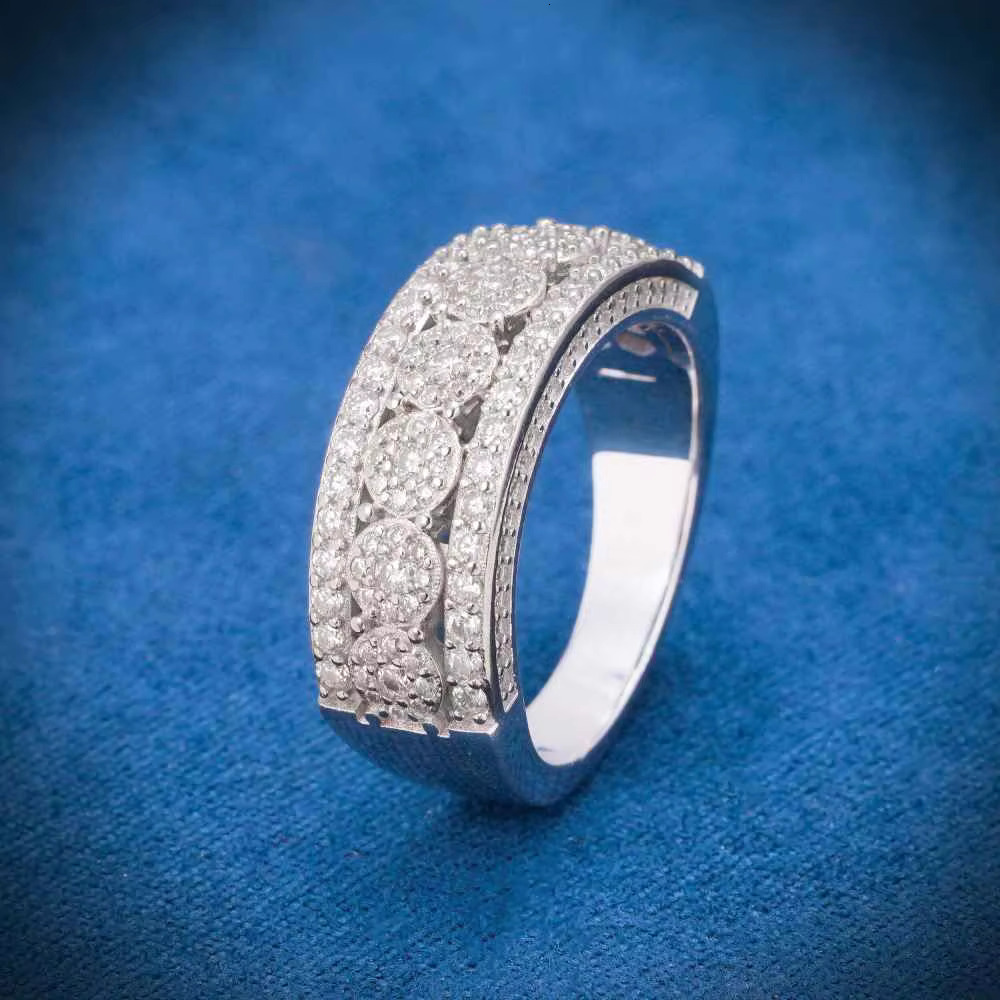 Top Selling Unisex 14k White Gold Hip Hop Rings Fine Jewelry Collection with Lab Grown Diamond Moissanite GIA Certified Weddings
