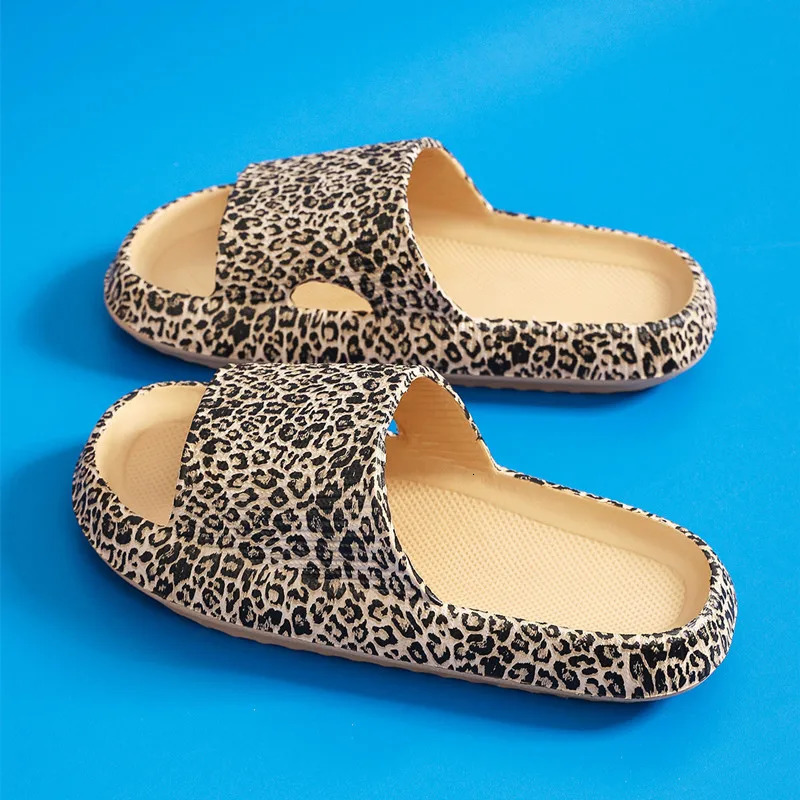 Leopard Thick Platform Slippers for Women Home Soft Sole Pillow Slides Sandals Woman Summer Beach Non Slip Flip Flops 44-45 250314