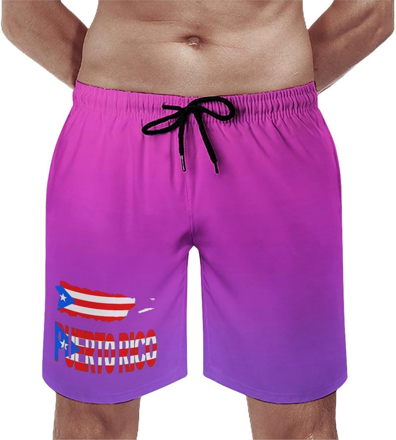 Mens Swimsuit Haiti Flag Swimwear Bathing Suits Daily with Pockets Swim Trunks Quick Dry Swim Shorts