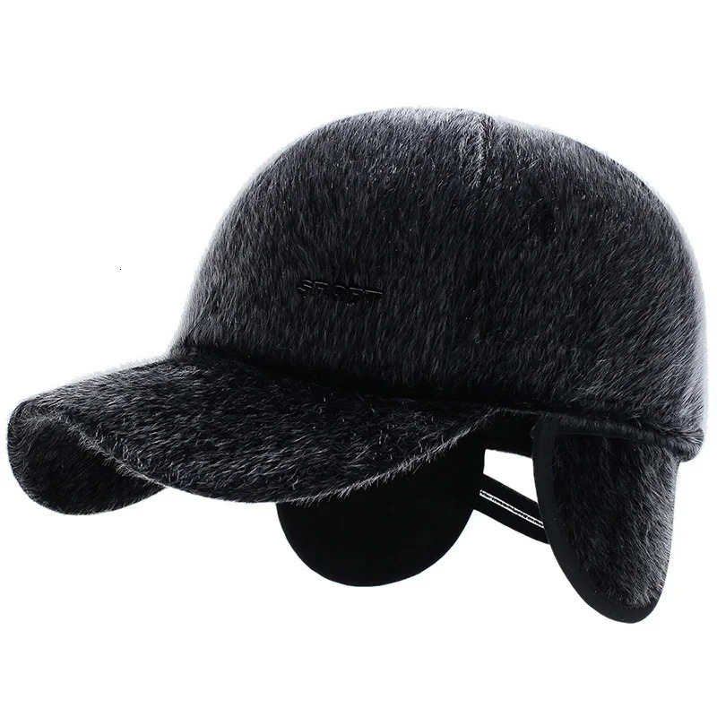 Winter Mens Warm Baseball Hat with Ear Flaps Dads Warm Hat Fathers Gift Keep Warm Hat Mens Bone Button Hat Adjustable 250314