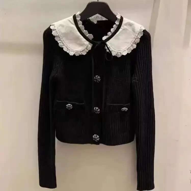 Office Lady Peter Pan Collar Sweaters Vintage Long Sleeve Loose Sweater Autumn 2022 Elegant Knit Cardigan For Women