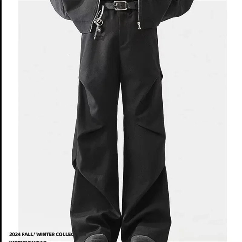 Nichen Sensibility loose fit casual bell bottom mens fashion ankle pants elegant Chinese style 250313