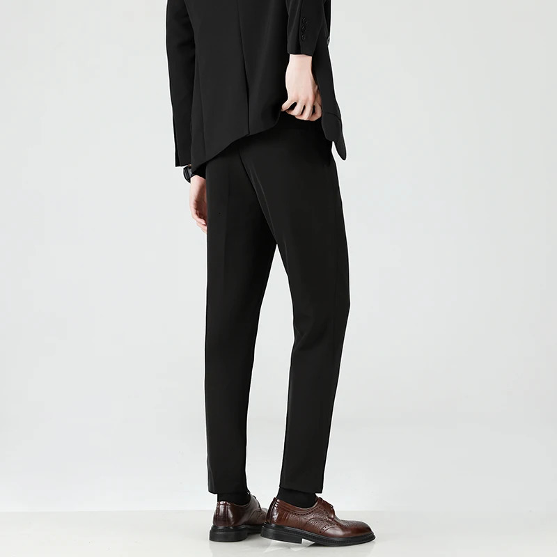 AutumnWinter Thick Mens Casual Pants Straight Loose Fashion Trend Business Versatile 9point Suit 250313