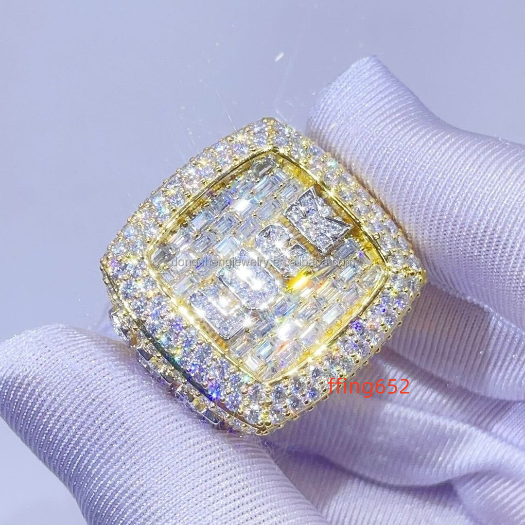 Custom High Quality Hip Hop Ring 925 Silver Diamond Ring Bling Iced Out VVS Moissanite Fashion Jewelry Ring for Mens