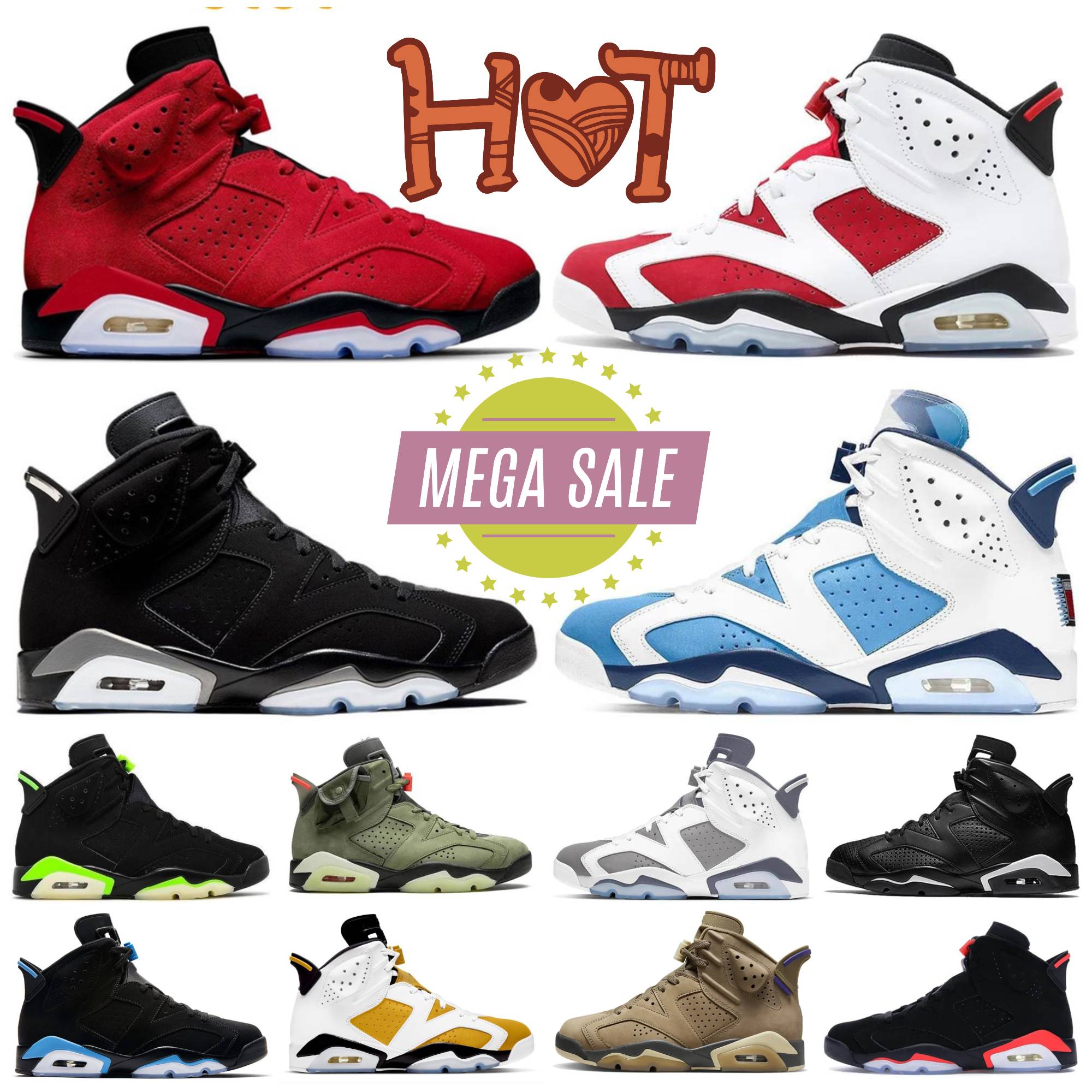 Designer black infrared 6 Mens 6s Basketball Shoes j6 Carmin Metallic Silver Unc White Toro Bravo British Khaki Midnight Navy Electric Green Carmine Sports Sneakers