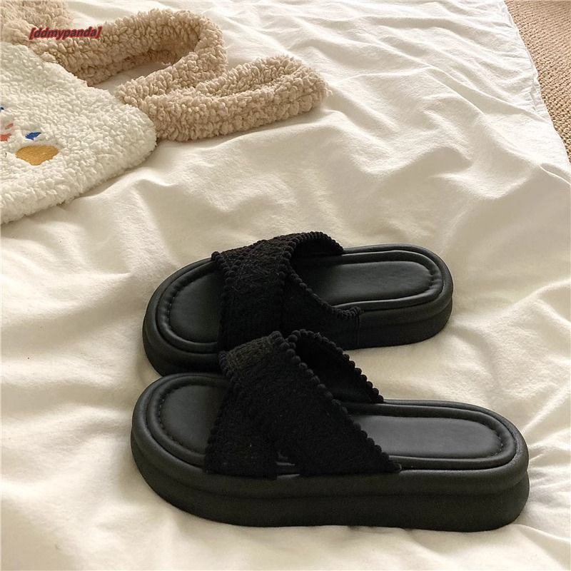 Thick soled height increasing one-piece slippers for women in summer 2025, new anti slip, breathable, cross fashion beach sandals ddmypanda