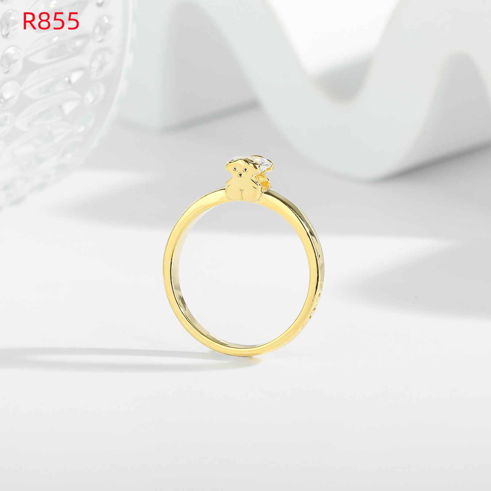 Hot Fashion Women Men Animal Letter Bear Rings Stainless Steel Silver Gold Rose Hollow Chain Circle Jewelry