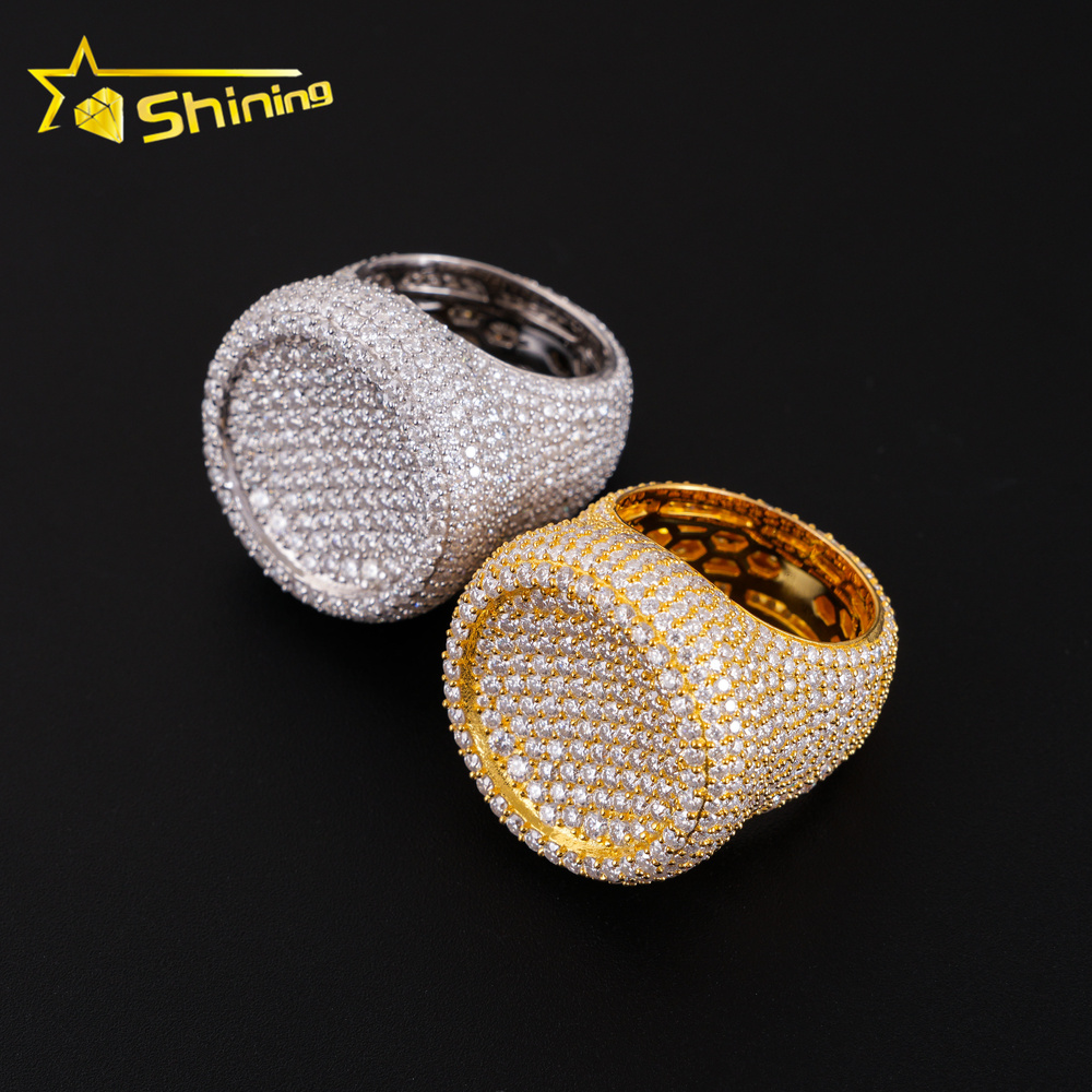 Luxury Style Custom Jewelry Silver 10k 14k 18k Vvs Moissanite Ring Hip Hop Jewelry Pass Diamond test Men Pinky Iced Out Ring