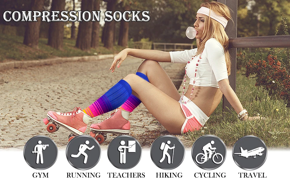 Medical Althetic Compression Socks for Men and Women Diabetes Varicose Veins Sports Socks for Running Cycling Travel Flight