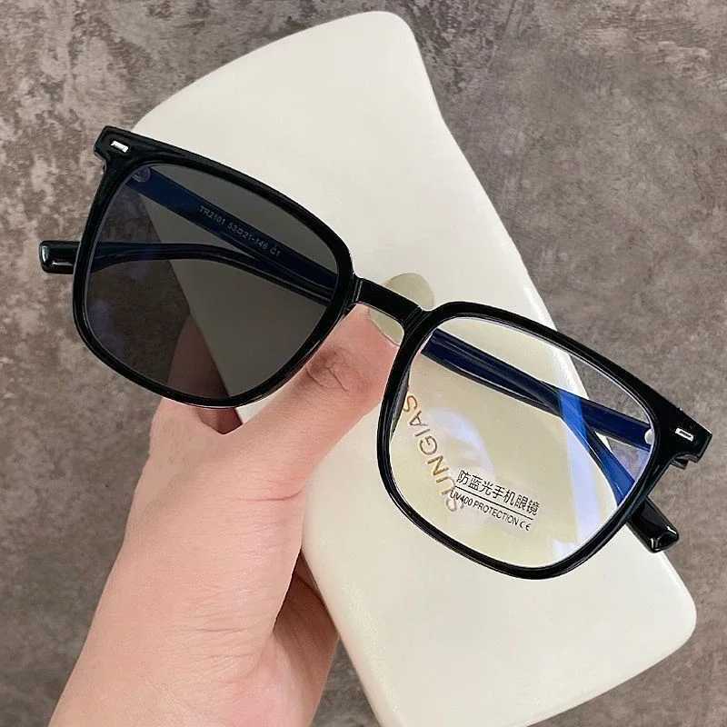 Sunglasses mens photochromic glasses square black thick frame anti blue light sunglasses UV400 W250315