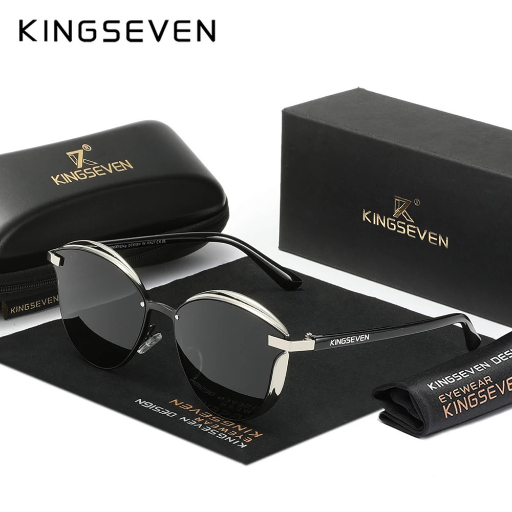KINGSEVEN Fashion Cat Eye Polarized Sunglasses Womens Womens Driving Butterfly Glasses Mens UV400 Large Frame Glasses 250314