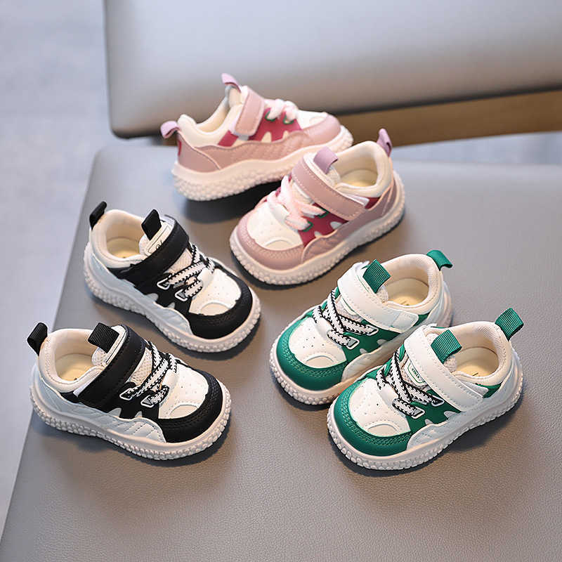 Athletic Outdoor Spring and Autumn baby soft soled walking shoes casual board shoes anti slip breathable sports shoes white shoes childrens Korean ver