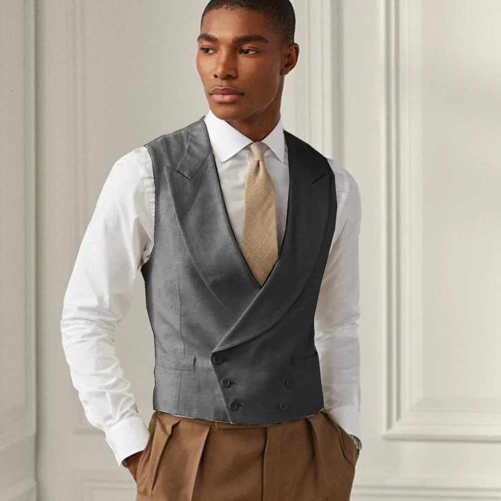 Mens Vest for Men Waist Coat Mens Spring and Summer Serge Vest Business Casual Double Breasted Sleeveless Vest Steampunk 250310