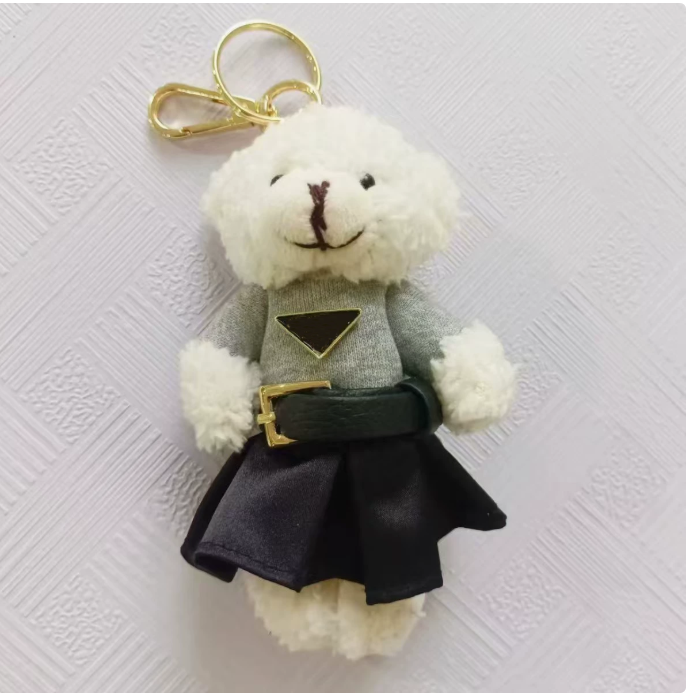 Keychains Lanyards Bag pendant cross-border leather powder skirt network red the same lamb fur bear key chain car J250315 S25319