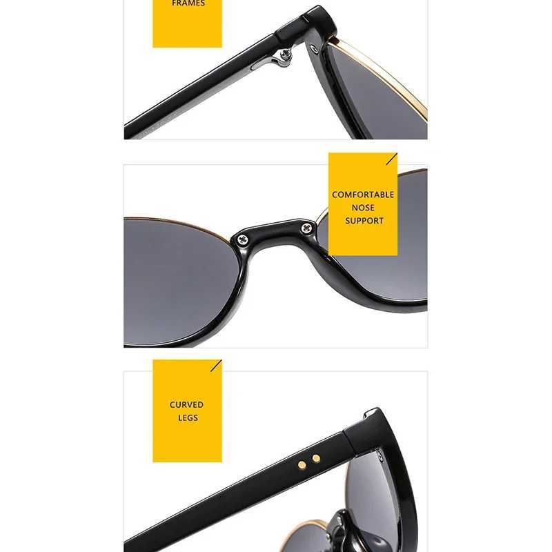 LeonLion Cat Eye Retro Sunglasses Womens Half Riml Small Frame Glasses Womens Personaty Simple Glasses Womens Gafas De Sol W250315