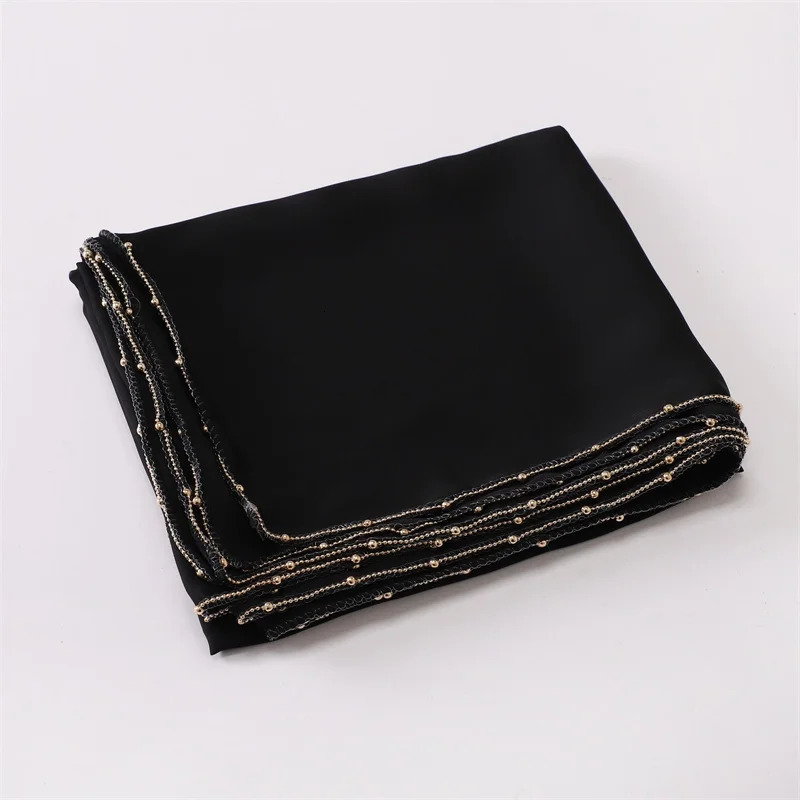 Fashion Necklace Chain Instant Bubble Chiffon Headscarf Womens Beach Shawl Bag Solid Muslim Stoll Necklace Snood 175 * 70cm 250314