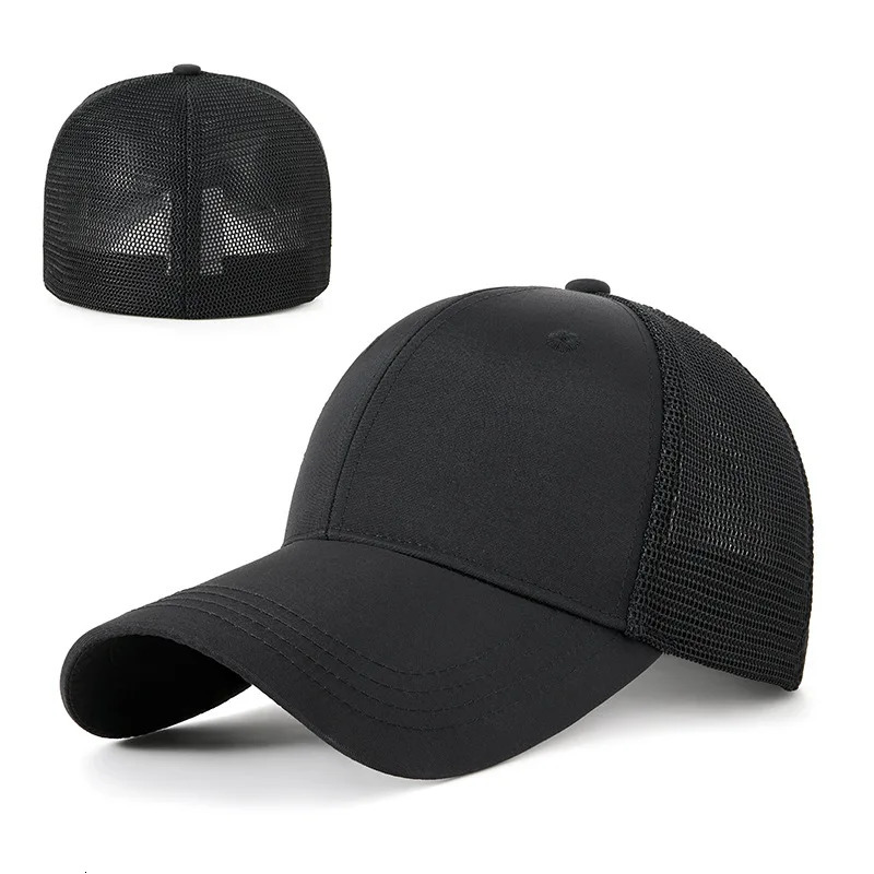 High quality mens rear sealed baseball cap adult hip-hop set hat mens large-sized snap on hat hiking large-sized mesh sun hat 250314