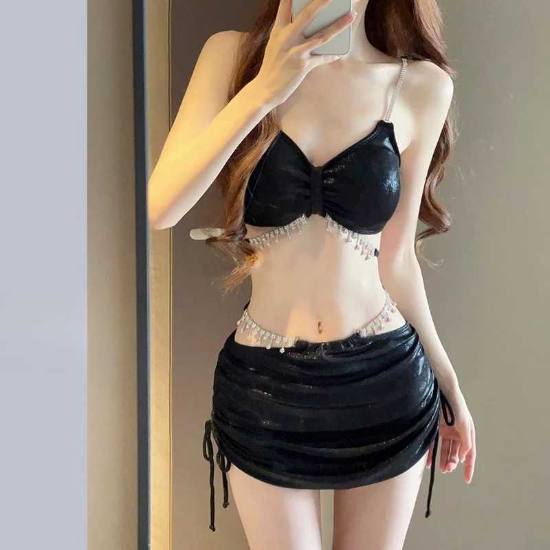 New Suspender Swimsuit for Womens Rhinestone Vacation Hot Spring Hot Spring Sexy Two-piece SetXJ250315