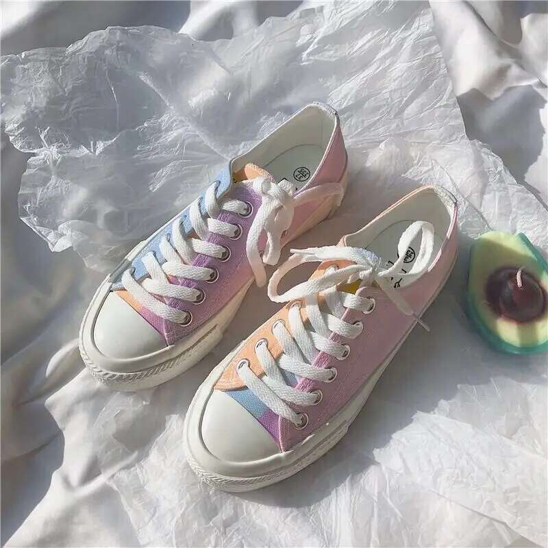 2025 new women's color changing canvas shoes designer trendy and fashionable high top lace up wooden board shoes cute casual running shoes