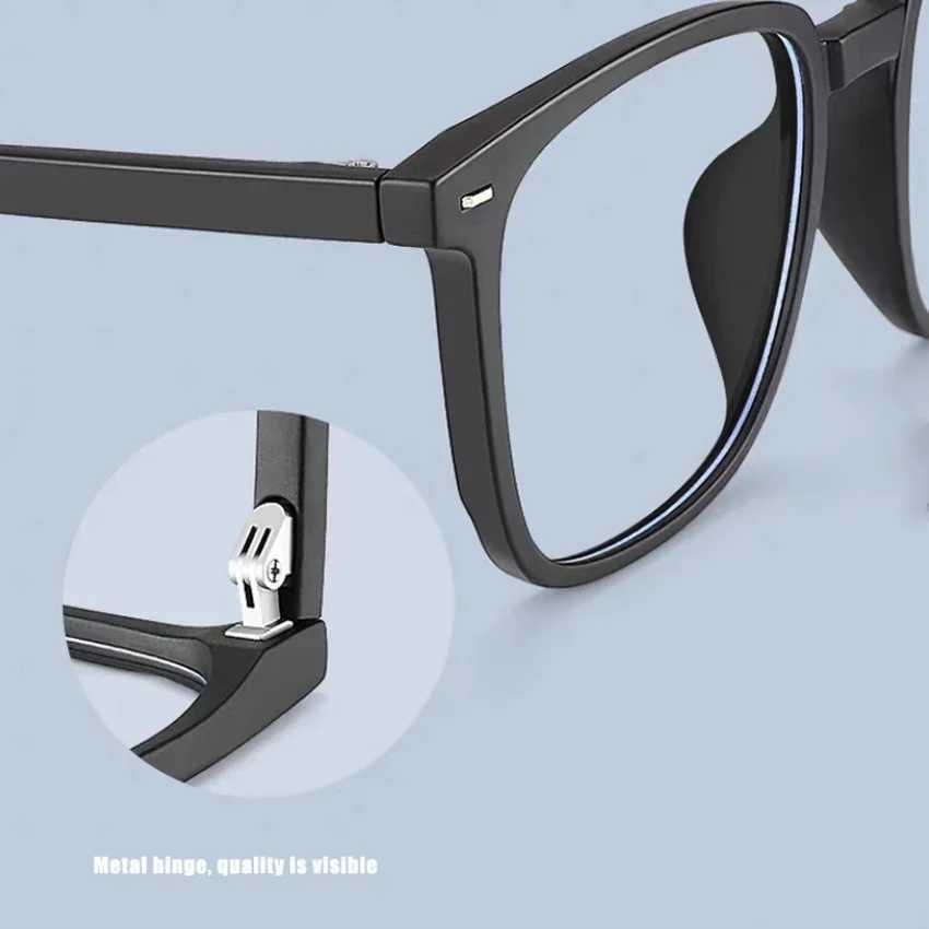 Sunglasses mens photochromic glasses square black thick frame anti blue light sunglasses UV400 W250315