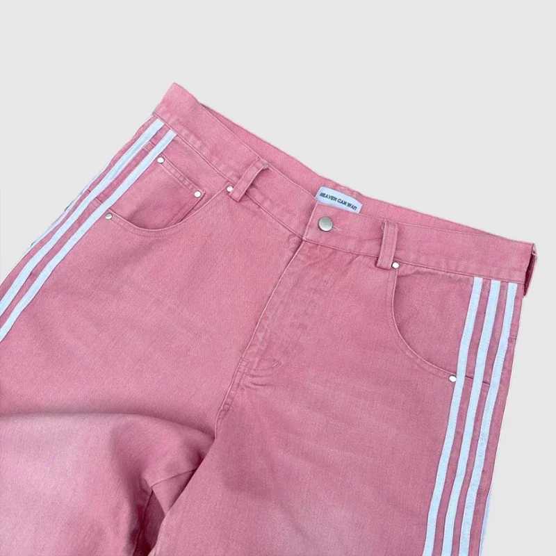Y2K Baggy jeans Harajuku retro striped embroidered high-quality sports pants mens hip-hop casual wide leg street jeansT250319