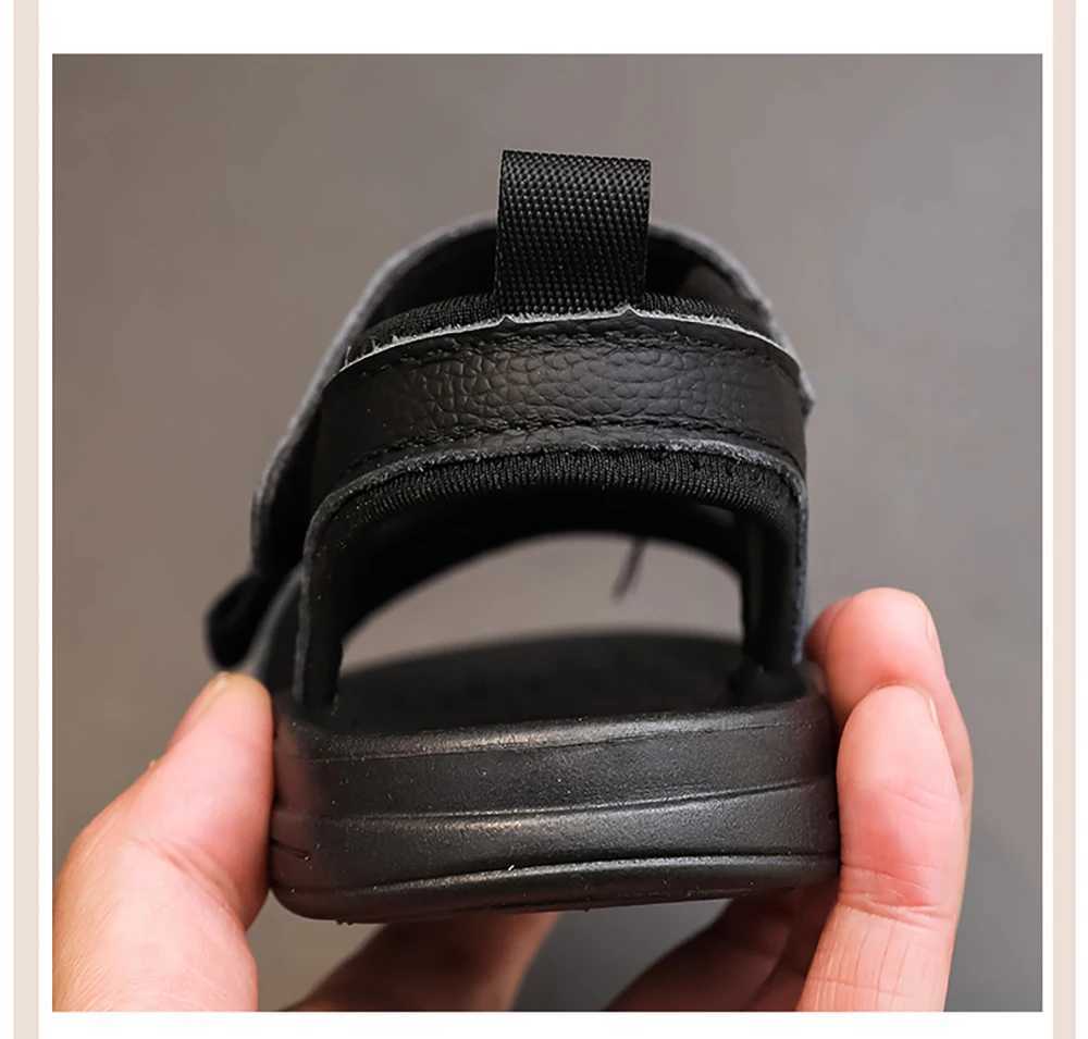 PU Leather Boys Sandals 2025 Trend Fashion Beach Shoes Childrens Ergonomic Soft Bottom Little Boys SandalsT250315