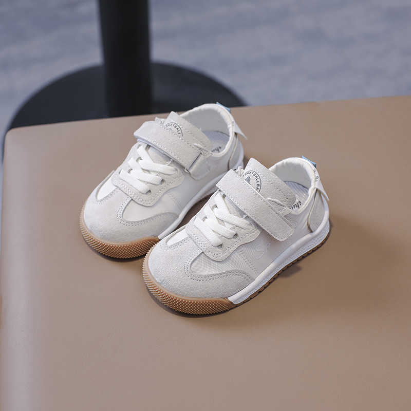 Athletic Outdoor Girls shoes anti slip soft sole Velcro casual shoes boys sports shoes fashionable board shoes breathable leather training shoesY25031