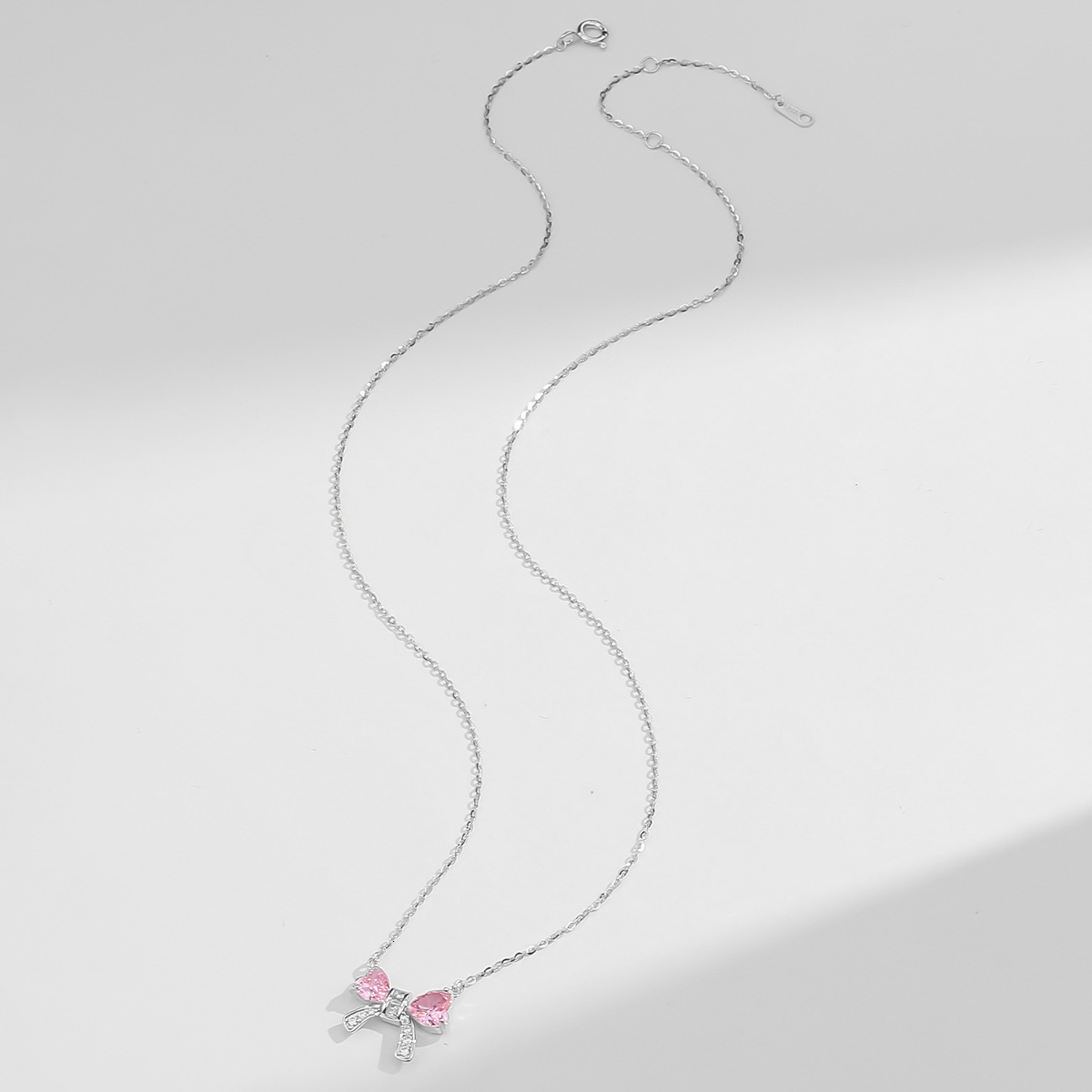 S925 Silver Necklace Female Sweetheart Bow Necklace Niche Fashion Simple Sterling Silver Micro-studded Bow Necklace