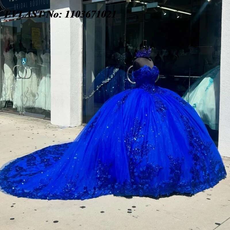 2025 custom royal blue crystal fringed prom quinceanera dress sequins appliques sweet 16 dresses 15 years