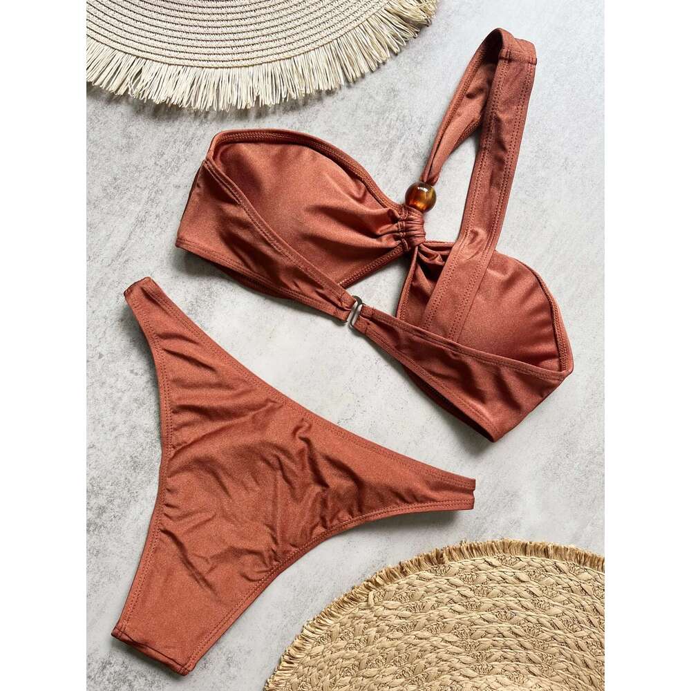 2025 sexy bikini solid swimsuit women's swimsuit push up women's beach swimsuit Brazilian swimsuit bikini pool set bather