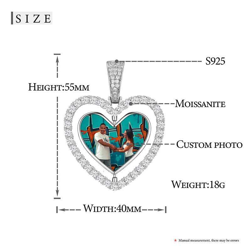 Fine Round Memory Medallions Moissanite Custom Photo Pendant Necklace For Men Hip Hop Jewelry Sterg Sier