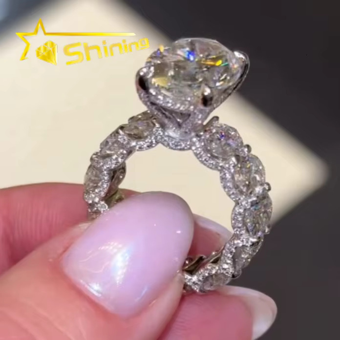 Hot Selling Design Custom Moissanite Jewelry Fashion 14k Gold 925 Silver Wedding Rings Big Oval Cut Diamond Engagement Ring