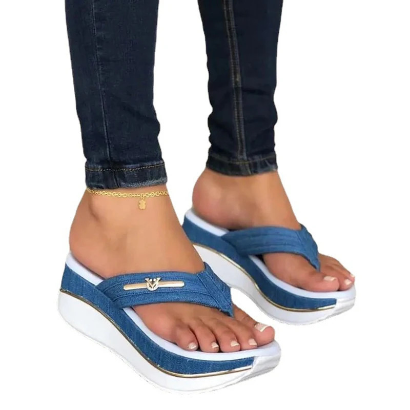 Women Casual Slippers Plafrom Wedges Sandals Summer Slippers Ladies Slip-On Flip Flops Peep Toe Women Sandalias Zapatos Mujer 250314