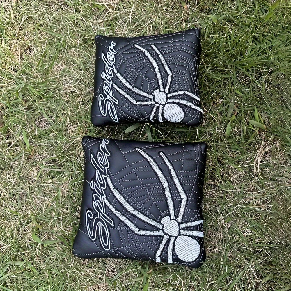 1pc Spider Embroidered Golf Putter Cover Waterproof And Wear-resistant Club Cover Durable PU Leather With Magnet Closure 250314